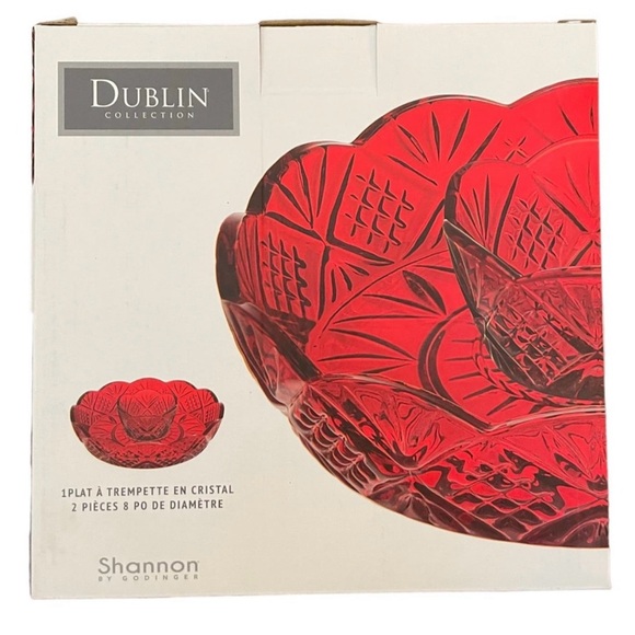 Shannon Ruby Red Crystal Chip and Dip Server - Picture 2 of 6